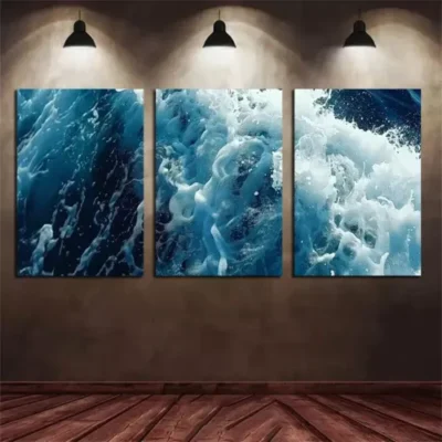 3pcs Oil Painting Waves Aerial View Canvas Framed 50x70cm- High Quality Print 100% Australian Made Wall Canvas Ready to Hang