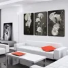 3pcs Beautiful Flower Painting Black And White Canvas Framed 50x70cm- High Quality Print 100% Australian Made Wall Canvas Ready to Hang - Image 3