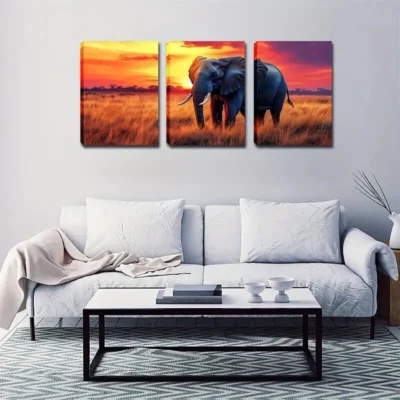 3pcs Elephant colorful painting   Wall Art Set Canvas Framed 50x70cm - High Quality Print 100% Australian Made Wall Canvas Ready to Hang