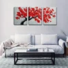 3pcs Red Leaf Vintage Style Wall Art Set Canvas Framed 50x70cm - High Quality Print 100% Australian Made Wall Canvas Ready to Hang