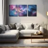 3pcs  Pink Blue Yellow Flowing Smoke Abstract Wall Art Set Canvas Framed 40x60cm - High Quality Print 100% Australian Made Wall Canvas Ready to Hang - Image 3