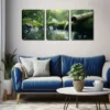 3pcs Green moss Black pebble wading Realistic  Wall Art Set Canvas Framed 50x70cm - High Quality Print 100% Australian Made Wall Canvas Ready to Hang - Image 2