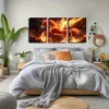 3pcs Flame Knight Unicorn Horse Modern Wall Art Set Canvas Framed 40x60cm - High Quality Print 100% Australian Made Wall Canvas Ready to Hang - Image 3