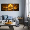 3pcs Golden light shining Magic hilltop abstract Wall Art Set Canvas Framed 40x60cm - High Quality Print 100% Australian Made Wall Canvas Ready to Hang - Image 3