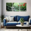 3pcs stone Waterfall Oriental garden style  Wall Art Set Canvas Framed 50x70cm - High Quality Print 100% Australian Made Wall Canvas Ready to Hang - Image 3