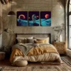 3pcs  Astronaut Landing on Moon Triptych Wall Art Set Canvas Framed 50x70cm - High Quality Print 100% Australian Made Wall Canvas Ready to Hang