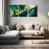 3pcs  Crystal Design in Green & Yellow Wall Art Set Canvas Framed 50x70cm - High Quality Print 100% Australian Made Wall Canvas Ready to Hang - Image 3