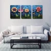 3pcs Weird Flowers On Green Grass Modern  Wall Art Set Canvas Framed 50x70cm - High Quality Print 100% Australian Made Wall Canvas Ready to Hang