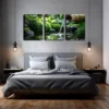 3pcs Black Pebbles Built Pond Natural Style Wall Art Set Canvas Framed 40x60cm - High Quality Print 100% Australian Made Wall Canvas Ready to Hang - Image 2