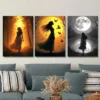 3pcs Sunset, Moonlight & Silhouette Classic Girl Wall Art Set Canvas Framed 40x60cm - High Quality Print 100% Australian Made Wall Canvas Ready to Hang - Image 2