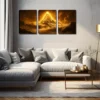 3pcs Golden light shining Magic hilltop abstract Wall Art Set Canvas Framed 40x60cm - High Quality Print 100% Australian Made Wall Canvas Ready to Hang