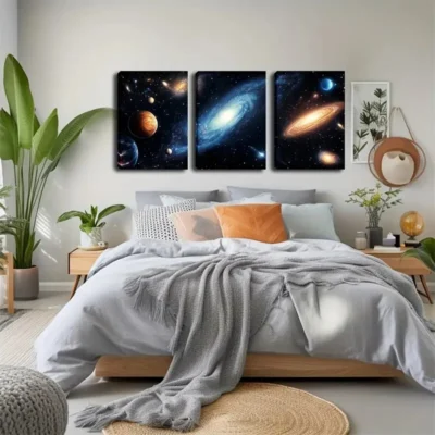 3pcs cosmic vastness with mysterious sci-fi style Wall Art Set Canvas Framed 40x60cm - High Quality Print 100% Australian Made Wall Canvas Ready to Hang