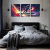 3pcs Colorful Bright Silver Future Space Wall Art Set Canvas Framed 40x60cm - High Quality Print 100% Australian Made Wall Canvas Ready to Hang - Image 2