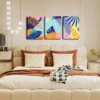 3pcs  Colorful Abstract Leaves  Wall Art Set Canvas Framed 40x60cm - High Quality Print 100% Australian Made Wall Canvas Ready to Hang - Image 3
