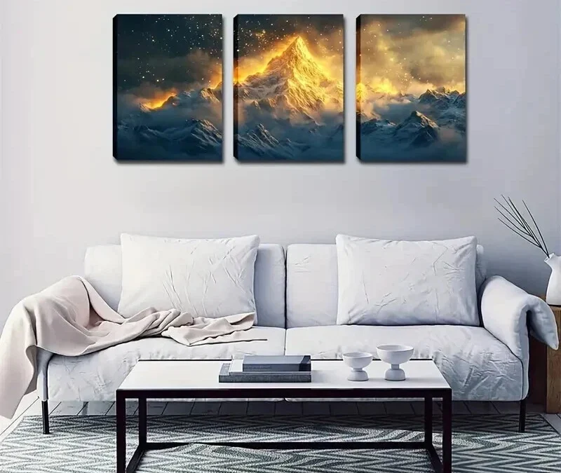 3pcs Clouds Pierced By Golden Light Wall Art Set Canvas Framed 50x70cm – High Quality Print 100% Australian Made Wall Canvas Ready to Hang