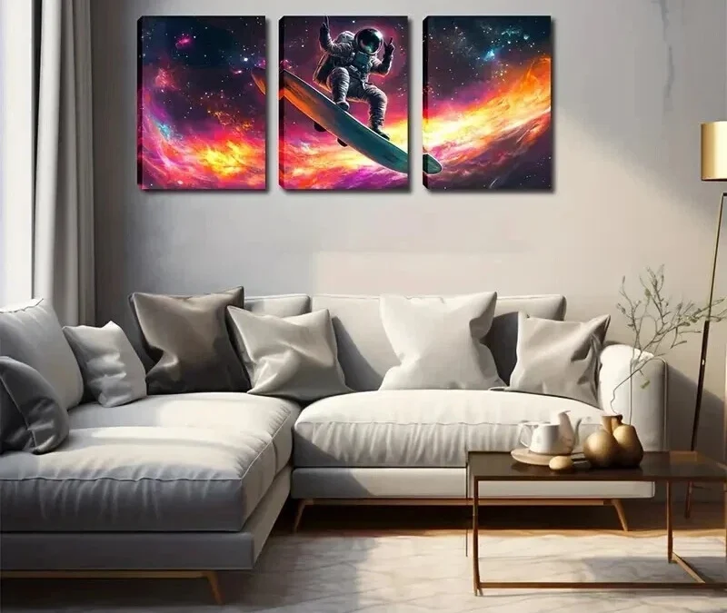 3pcs Future Human Beings Freely Explore Wall Art Set Canvas Framed 50x70cm – High Quality Print 100% Australian Made Wall Canvas Ready to Hang