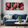 3pcs Raspberry Eco-Style Suitable Wall Art Set Canvas Framed 50x70cm - High Quality Print 100% Australian Made Wall Canvas Ready to Hang - Image 2
