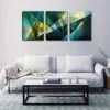 3pcs  Crystal Design in Green & Yellow Wall Art Set Canvas Framed 50x70cm - High Quality Print 100% Australian Made Wall Canvas Ready to Hang - Image 2