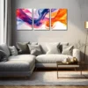 3pcs Purple, Orange, and Blue Watercolor Design Wall Art Set Canvas Framed 50x70cm - High Quality Print 100% Australian Made Wall Canvas Ready to Hang - Image 2