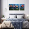 3pcs Weird Flowers On Green Grass Modern  Wall Art Set Canvas Framed 50x70cm - High Quality Print 100% Australian Made Wall Canvas Ready to Hang - Image 2
