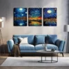 3pcs Colorful Galaxy And City Wall Art Set Canvas Framed 40x60cm - High Quality Print 100% Australian Made Wall Canvas Ready to Hang - Image 3