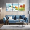 3pcs Trees Covered with Snow In A Refreshing Wall Art Set Canvas Framed 50x70cm - High Quality Print 100% Australian Made Wall Canvas Ready to Hang - Image 3
