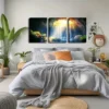3pcs Waterfall & Cave Landscape Wall Art Set Canvas Framed 40x60cm - High Quality Print 100% Australian Made Wall Canvas Ready to Hang - Image 3