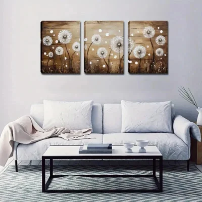3pcs Dandelion Florals Wall Art Set Canvas Framed 40x60cm - High Quality Print 100% Australian Made Wall Canvas Ready to Hang