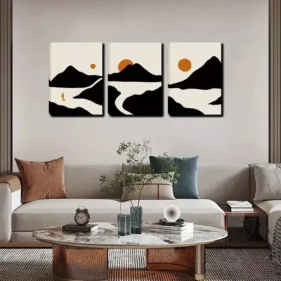 3pcs Mountains and rivers, the sun sailing boat Wall Art Set Canvas Framed 40x60cm - High Quality Print 100% Australian Made Wall Canvas Ready to Hang