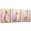 3pcs Colorful Giraffe in Flower Bushes Wall Art Set Canvas Framed 40x60cm - High Quality Print 100% Australian Made Wall Canvas Ready to Hang - Image 3