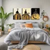 3pcs Polka Dot Cat Sitting on a Pumpkin Wall Art Set Canvas Framed 40x60cm - High Quality Print 100% Australian Made Wall Canvas Ready to Hang - Image 3
