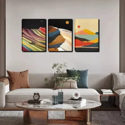 3pcs People in The Colorful Desert Wall Art Set Canvas Framed 40x60cm - High Quality Print 100% Australian Made Wall Canvas Ready to Hang