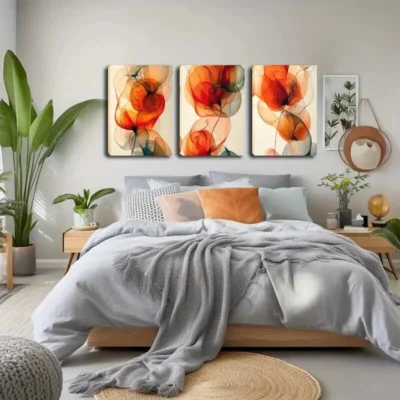 3pcs The Slender flowers Wall Art Set Canvas Framed 40x60cm - High Quality Print 100% Australian Made Wall Canvas Ready to Hang