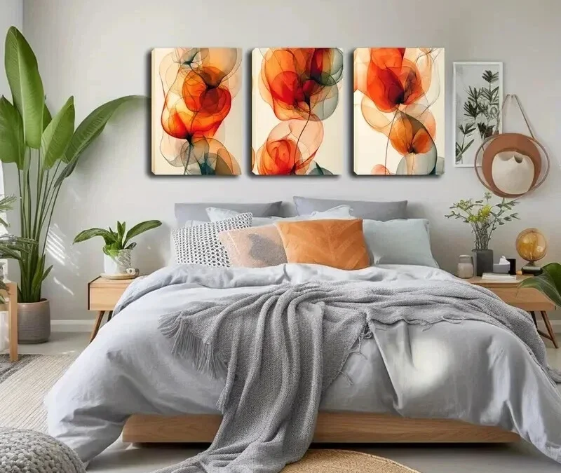 3pcs The Slender flowers Wall Art Set Canvas Framed 40x60cm – High Quality Print 100% Australian Made Wall Canvas Ready to Hang