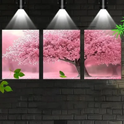 3pcs Elegant and Serene Pink Tree Wall Art Set Canvas Framed 40x60cm - High Quality Print 100% Australian Made Wall Canvas Ready to Hang