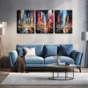 3pcs Colorful Cityscape with Light and Shadow Wall Art Set Canvas Framed 40x60cm - High Quality Print 100% Australian Made Wall Canvas Ready to Hang - Image 2