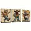 3pcs Stylish Cat Bull Sheep Wall Art Set Canvas Framed 40x60cm - High Quality Print 100% Australian Made Wall Canvas Ready to Hang - Image 3
