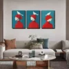 3pcs Man In A Red Hat And Red Clothes Wall Art Set Canvas Framed 40x60cm - High Quality Print 100% Australian Made Wall Canvas Ready to Hang - Image 2