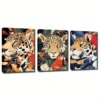 3pcs Vibrant Jungle Cat & Parrot  Wall Art Set Canvas Framed 40x60cm - High Quality Print 100% Australian Made Wall Canvas Ready to Hang - Image 3