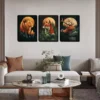 3pcs Lion, Fox And Deer In The Forest Wall Art Set Canvas Framed 40x60cm - High Quality Print 100% Australian Made Wall Canvas Ready to Hang