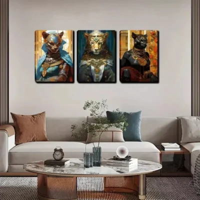 3pcs Elegant Leopard Wall Art Set Canvas Framed 40x60cm - High Quality Print 100% Australian Made Wall Canvas Ready to Hang