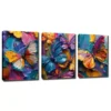 3pcs The Butterflies Multicolor Wall Art Set Canvas Framed 40x60cm - High Quality Print 100% Australian Made Wall Canvas Ready to Hang - Image 3