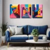 3pcs The Colorful Architectural Stairway Wall Art Set Canvas Framed 40x60cm - High Quality Print 100% Australian Made Wall Canvas Ready to Hang