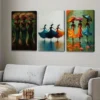 3pcs Elegant Women Orange Blue Vibrant Abstract Wall Art Set Canvas Framed 40x60cm - High Quality Print 100% Australian Made Wall Canvas Ready to Hang - Image 3
