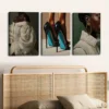 3pcs Fashion Artwork Vibrant Colors Black White Wall Art Set Canvas Framed 40x60cm - High Quality Print 100% Australian Made Wall Canvas Ready to Hang - Image 2