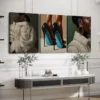3pcs Fashion Artwork Vibrant Colors Black White Wall Art Set Canvas Framed 40x60cm - High Quality Print 100% Australian Made Wall Canvas Ready to Hang - Image 3