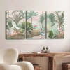 3pcs Tropical Forest & Birds Trees River Clouds Wall Art Set Canvas Framed 40x60cm - High Quality Print 100% Australian Made Wall Canvas Ready to Hang - Image 2