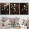 3pcs Abstract Smoking Skeleton Rose Black Chair Wall Art Set Canvas Framed 40x60cm - High Quality Print 100% Australian Made Wall Canvas Ready to Hang