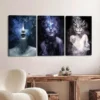3pcs Abstract Figure Blue Butterfly Black White Wall Art Set Canvas Framed 40x60cm - High Quality Print 100% Australian Made Wall Canvas Ready to Hang - Image 2