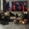 3pcs Anime Comic Vivid Color Samurai Thunder Red Wall Art Set Canvas Framed 40x60cm - High Quality Print 100% Australian Made Wall Canvas Ready to Hang - Image 2